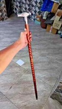Victorian Brass Designer Hammer Head Handle Wooden Walking Stick Cane Gift