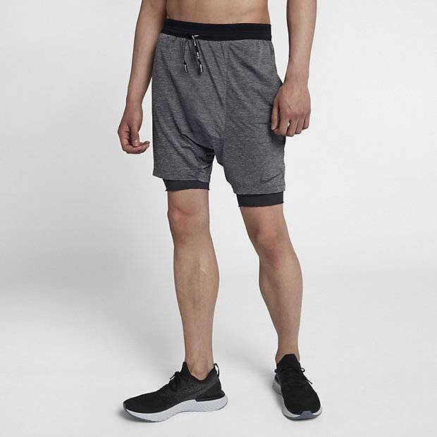 MENS NIKE DRY RUNNING DIVISION 2in1 SHORTS SIZE XL (892893 010) GREY/BLACK