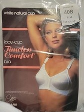 NOS Timeless Comfort Bra White Natural Lace Cup Size 40B Vtg Sears USA Made
