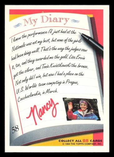 1994 Topps Nancy Kerrigan My Diary Skating Trading Cards You Pick Choose Read - Picture 27 of 37