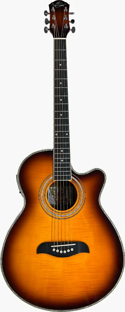 Oscar Schmidt Model OG10CEFYS Flame Sunburst Thinline Acoustic