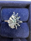 Vintage Sterling Silver Sapphire Ring Natural Gemstone Cocktail Cluster 925 Sz 8