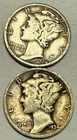 1934-D - LOT OF 2 - MERCURY DIMES - 90% Silver - ONLY 6.7 MILLION MINTAGE