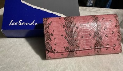 Lee Sands Genuine Snakeskin Wallet Brand New in Original Box Pink