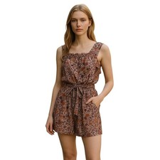 Madewell x Karen Walker Silk Boho Floral Ruffle Tie Waist Mini Dress Red 2