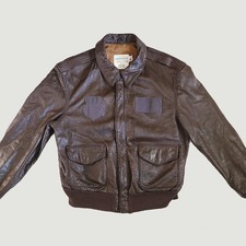 Giacca da volo in pelle Saddlery A-2 46R marrone vintage bomber militare USA XL rara