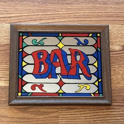 Vintage Bar Advertising Framed Painted Mirror Sign 
