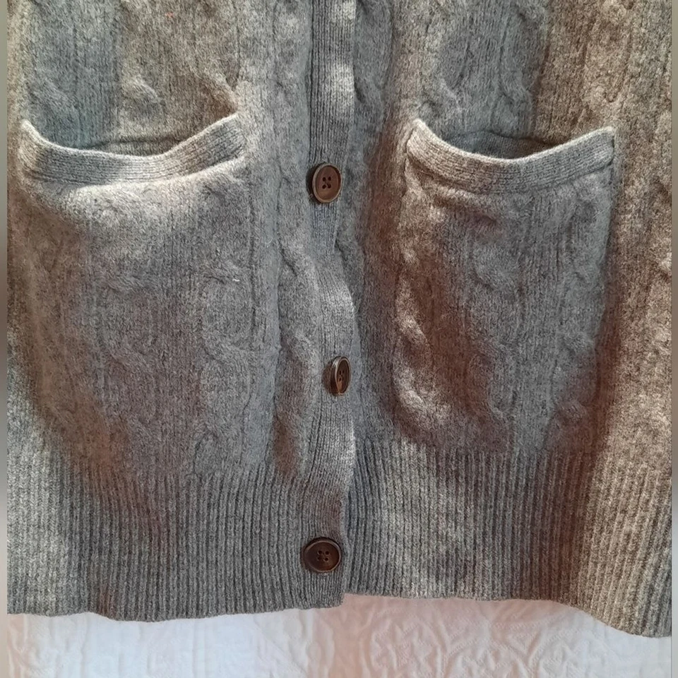 Ralph Lauren Suéter Mujer Grande Gris Cárdigan Lana Cachemira Gamuza De Colección Foto 4 de 4