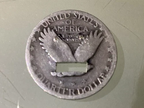 US 25 Cents Quarter Standing Liberty Silver 1929 Circulated - Cut Hole