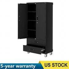 72'' Tall Garage Storage Cabinet, Metal Locking Storage Cabinet with 2 Drawers