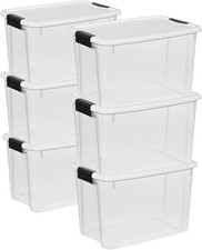 6-Pack 30 Quart Ultra Latch Box Clear Storage Organizer Bins W/ Latching Lids
