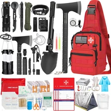 Survival Kit, 262Pcs Survival Gear and Supplies with First Aid Kit Pouch and Cro