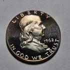 1962 FRANKLIN Half Dollar 50c Cents 90% Silver PROOF COIN ~ Awesome Cameo Toning