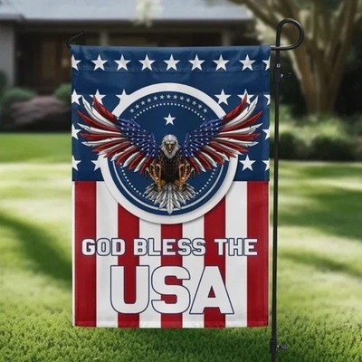 Patriotic Eagle USA American Flag God Bless The USA Garden Flag, House Flag