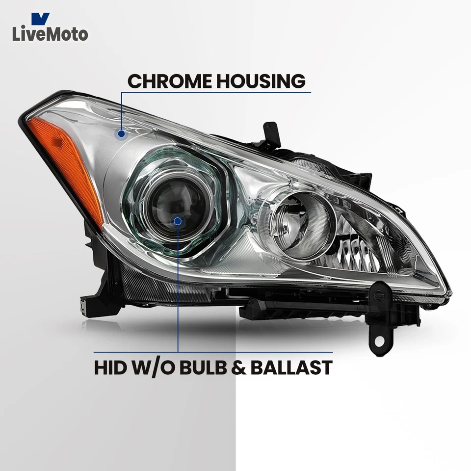 Headlight For 2011-2014 Infiniti M37 Q70 HID W/O Adaptive Projector Passenger - Изображение 3 из 4