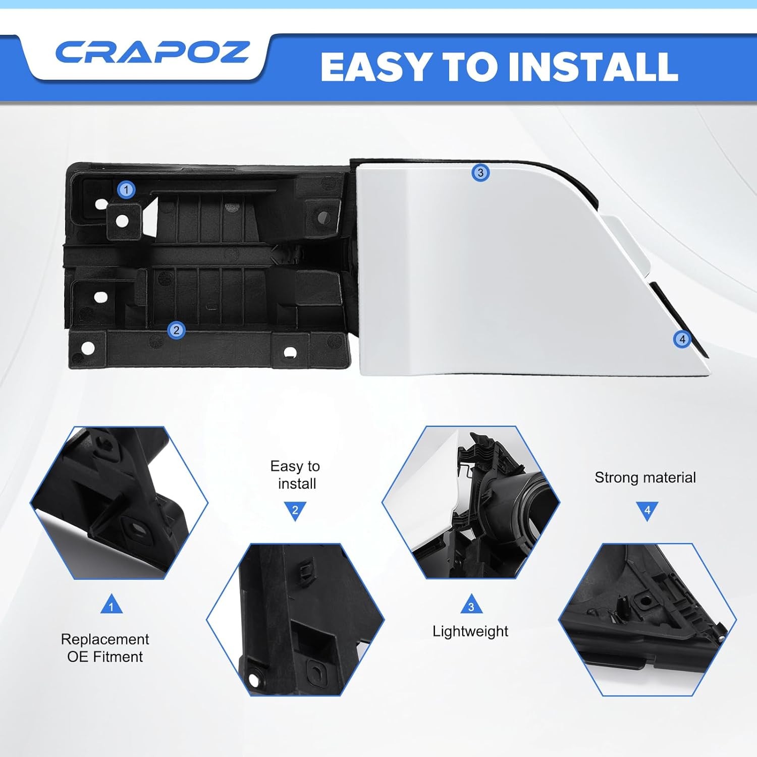 Fuel Door, Fuel Filler Door Assembly with White Cover Compatible-White cover