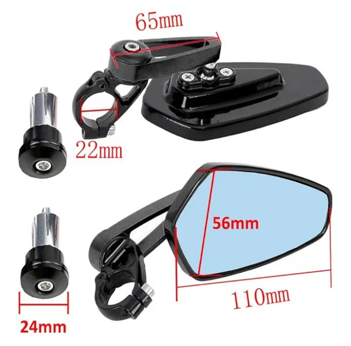 Rétroviseurs moto embout de guidon aluminium noir moto street café racer - Photo 4/4