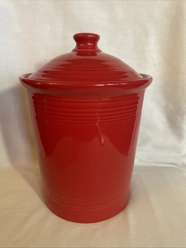 FIESTA WARE large CANISTER utensil CROCK LID scarlet red NEW