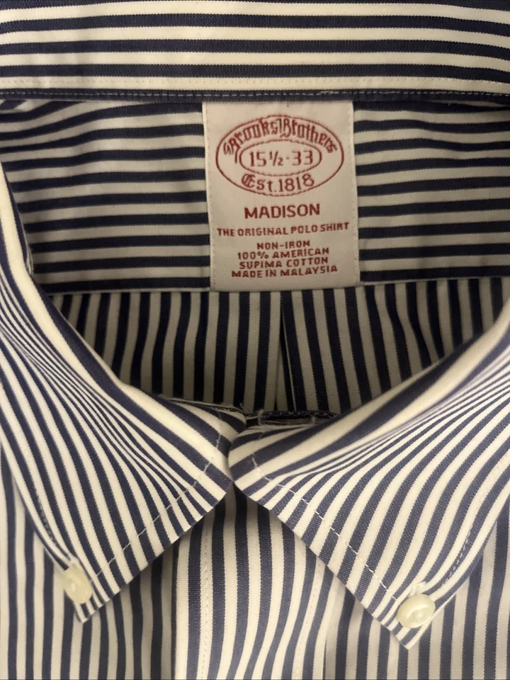 Brooks Brothers Shirt Mens 15.5 33Madison SupimacottonNon Iron Dress Button Down - Image 4 of 4