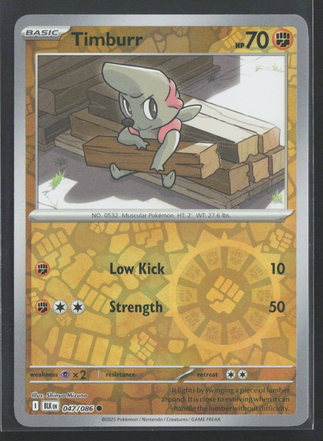 047/086 Timburr - SV Black Bolt - Reverse Holo NM Pokemon