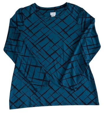 Chico's 1(M-8) Green Black Geometric Top Ls
