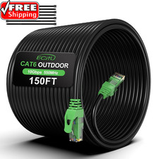 150FT Cat6 Outdoor Ethernet Cable, In-Ground, Heavy Duty Direct Burial, 24AWG CC