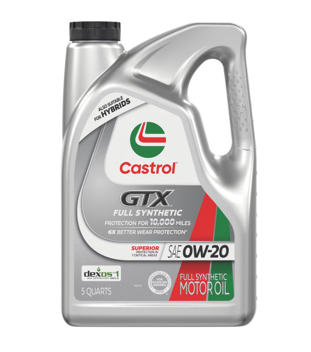 Castrol GTX Full Synthetic 0W-20 Motor Oil, 5 Quarts