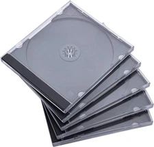 10.4 Mm Standard Single Clear CD Jewel Case with Assembled Black Tray, 50 Pack