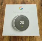 Google Nest Learning Smart Wifi Thermostat 3rd Gen Stainless Steel | Brand New