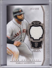2013 TOPPS TIER ONE #TOR-PS PABLO SANDOVAL JERSEY SAN FRANCISCO GIANTS 393/399