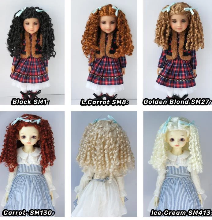 Peluca BJD bastante rizada JD797 de tamaño de 5-6 pulgadas a 11-12 pulgadas de pelo de muñeca Foto 2 de 4