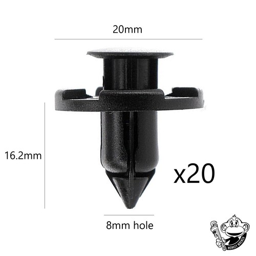 fits NISSAN BUMPER CLIPS WHEEL ARCH LINING CLIPS GRILL CLIPS X20 8mm