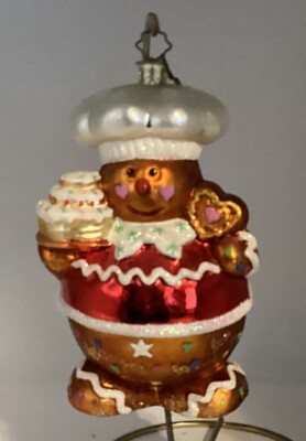 Radko THE BAKER BOY GIngerbread Man w/ Cupcake Christmas Ornament 1013090 MINT!