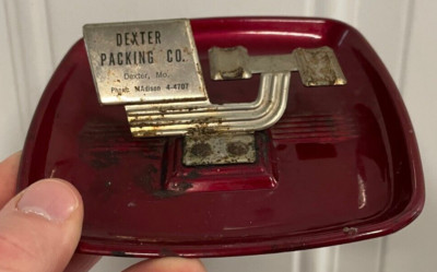 Antique Art Deco Dexter Packing Co Metal Ashtray Dexter MO Collectible