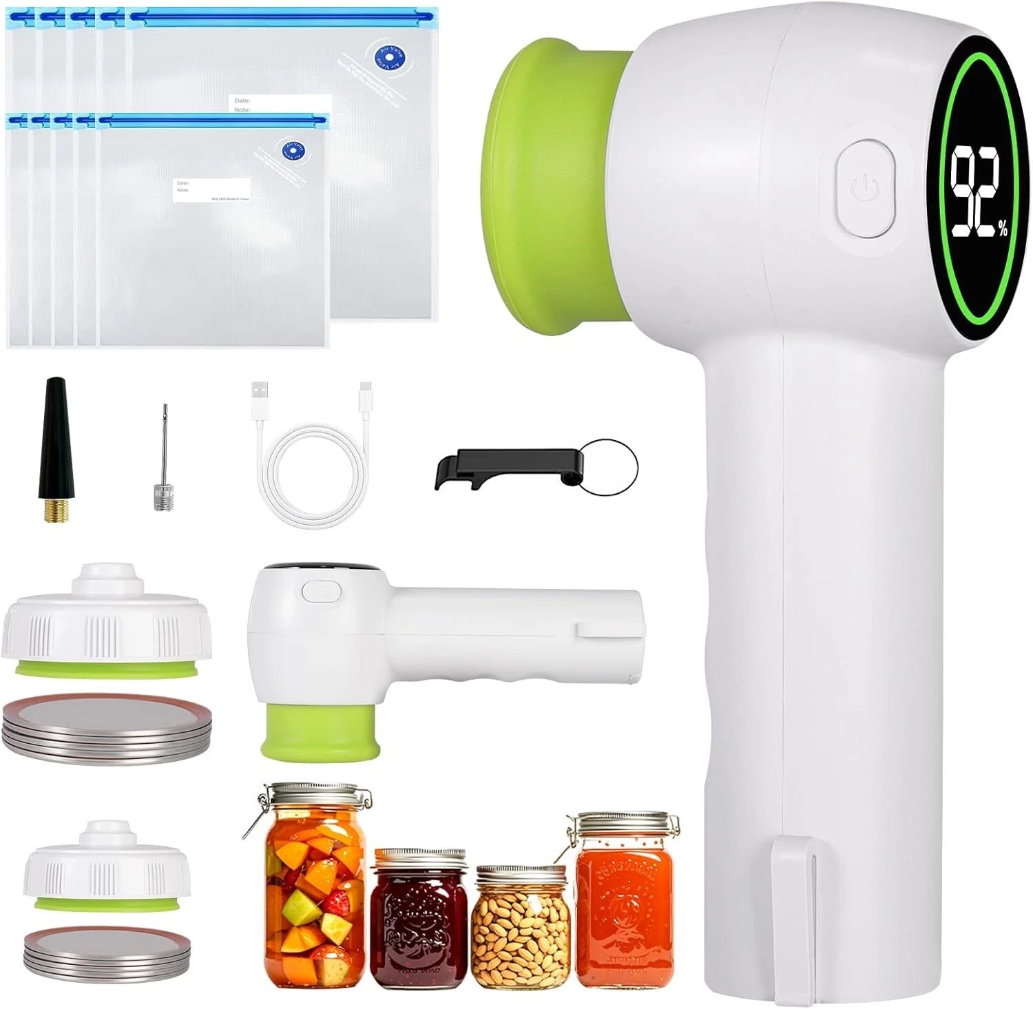 Handheld Vacuum Sealer,4-in-1 Mason Jar Vacuum Sealer Rechargeable