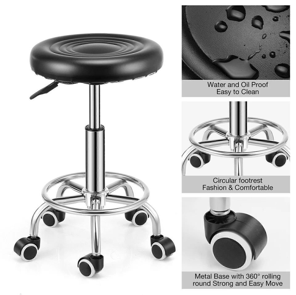 Rollhocker Arbeitshocker Hocker Drehhocker Kosmetikhocker Praxishocker Schwarz - Bild 2 von 4