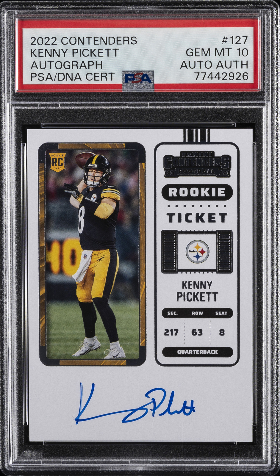 2022 CONTENDERS AUTO #127 KENNY PICKETT PSA 10 AUTO AUTHENTIC
