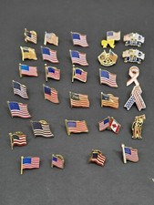 Lot Of 30 Vintage USA Flag Lapel Pins United States America Red White Blue Stars