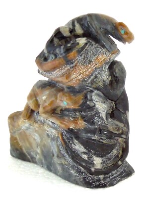 BRIAN YATSATTIE Zuni Fetish *3 Lizard Hiding-In-Rocks Sculpture 1995  *FREE SHIP