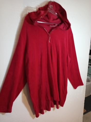 Quacker Factory Size 3X Diamond Zip Jacket Hoodie Red Rhinestone - Picture 2 of 9