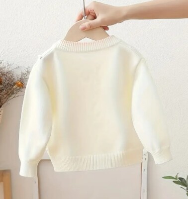 NEW Boutique Girls Floral Pink White Flower Cardigan Sweater