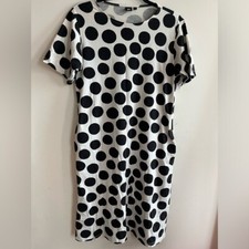 Uniqlo Marimekko Womens Polka Dot Round Neck Dress Short Sleeve Side Pocket S