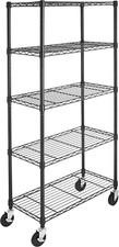 Heavy Duty Shelf Garage Steel Metal Storage 5 Level Shelves Rack With Wheels