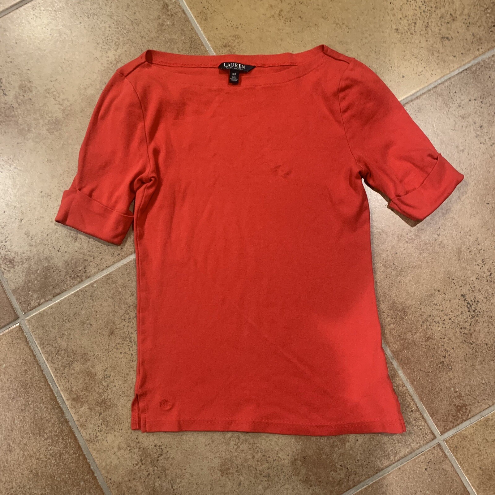 Lauren Ralph Lauren womens Red cuffed shirt size Small