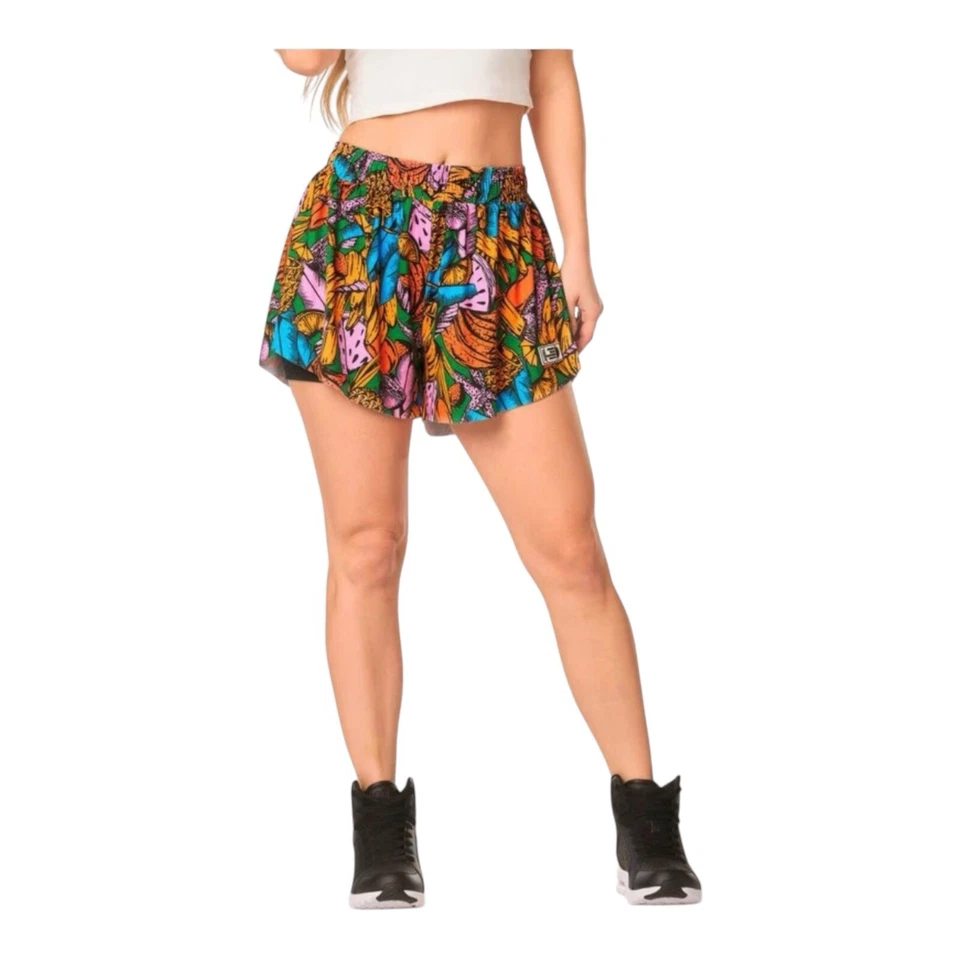 Pantalón Corto Elástico Fluido Zumba Tropics - Estampado Multicolor Talla XS Picante Foto 2 de 4