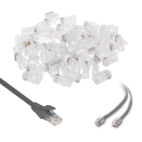 50 Pcs/Pack Stranded 10P10C Network Cable Connector RJ48 Crystal Plug Modular - Afbeelding 7 van 8