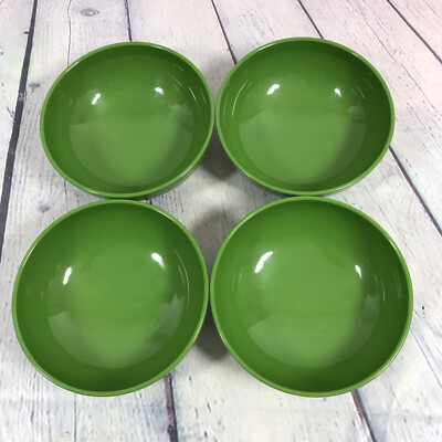 4 DEKA Vintage Plastic Bowls Green (#6004) Made in USA - 5.5'' / Soup Cereal