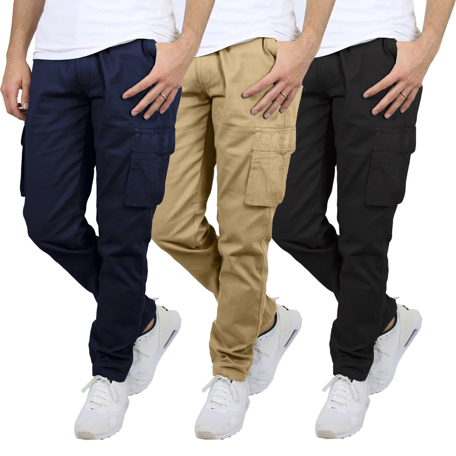 Mens 3-Pack Flex-Stretch Cotton Cargo Pants (SIZE 30-44) NEW FREE SHIPPING
Opens in a new window or 