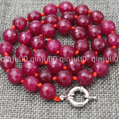 18" Necklace With 8mm Faceted Natural Garnet Red Gemstone Beads - Handmade! 3 thumbnail image