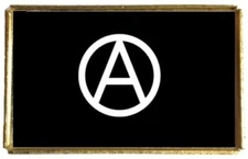 Anarchy White Punk Gold Colour Rectangle Badge With A Velveteen Bag